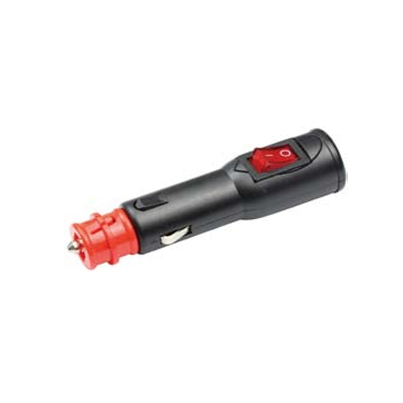 12V male red rear cover car cigarette lighter plug with switch