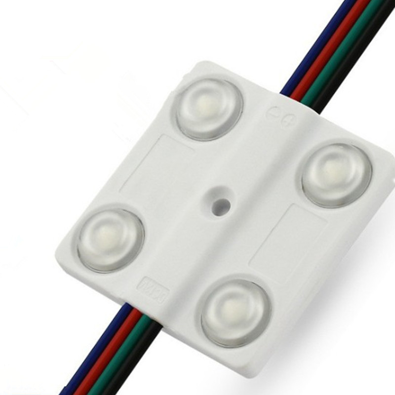 The manufacturer sells four-lamp lens 5050 colorful injection LED module RGB high-brightness full-color marquee point light source