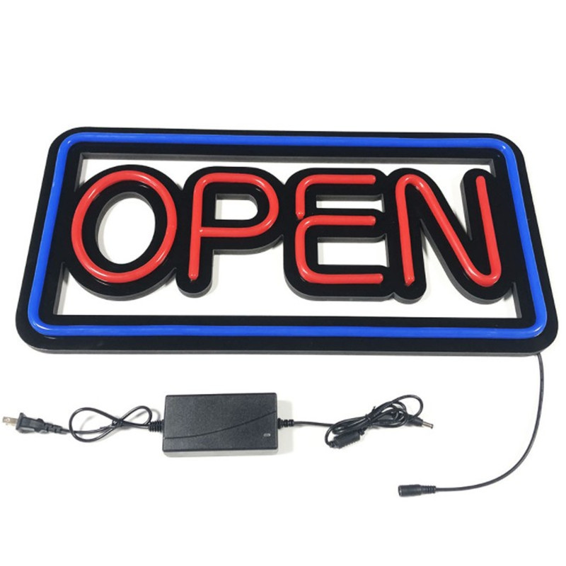 Red letter blue border OPEN neon sign LED luminous sign shop business billboard