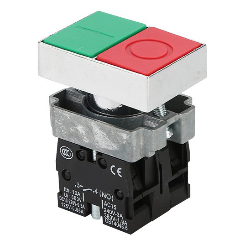 Red and green double button start stop aluminum zinc thickened copper silver point double button