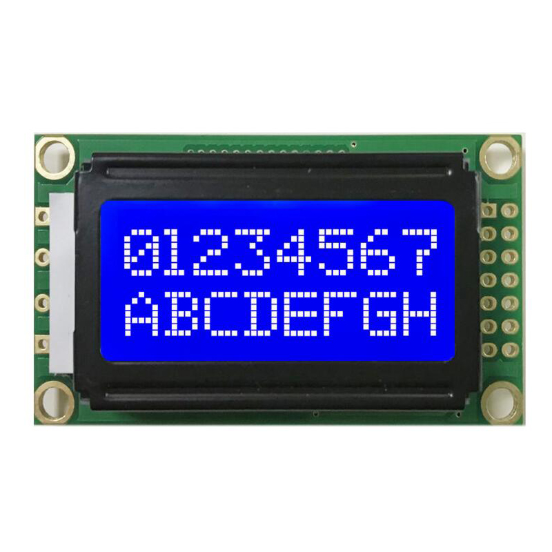 1.6 inch display, blue background and white characters, small size with board COB black and white screen module 0802 dot matrix screen