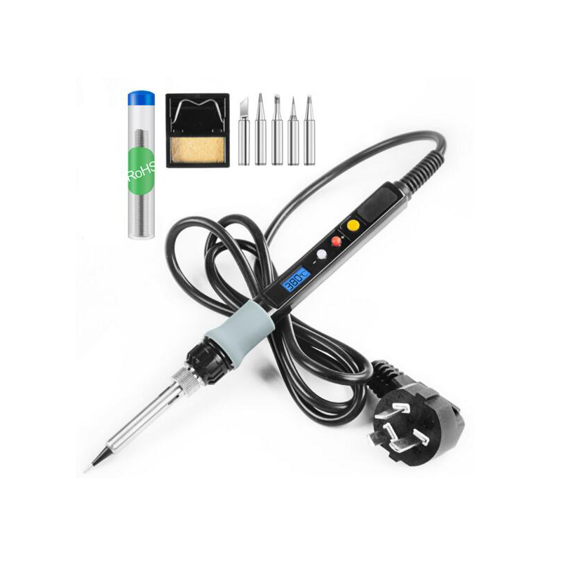 80W digital display LCD internal heat type soldering iron set with switch soldering iron solder wire 5PCS soldering iron tip European standard and American standard