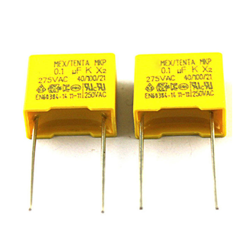 In-line safety capacitor 104K/275V pin pitch 10mm safety high and low voltage capacitor