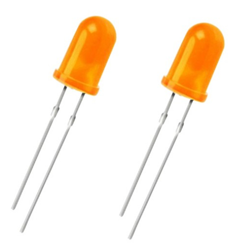 F5 round head orange light led lamp beads plug-in power supply charging indicator spotlight orange light 5mm light-emitting diode