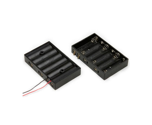 6AA Black battery holder six pack 9 volt 9v aa battery pack case box with Dc connector plug