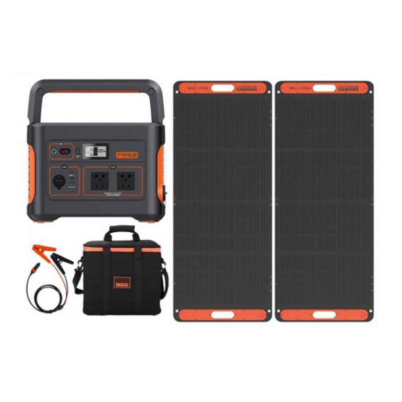 Camping power supply outdoor power supply 1100pro + 100W solar panel * 2 + patch cord + storage bag
