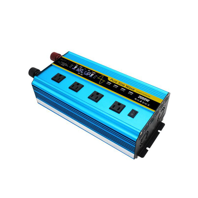 Pure sine wave 5000W 12V to 110v220v multi row plug-in high power inverter with LCD display