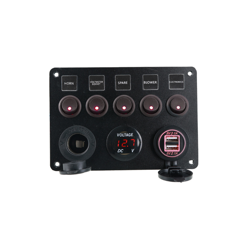 RV motor boat refitting 5-position switch voltmeter USB4 Modification of 2A voltage display screen with high power