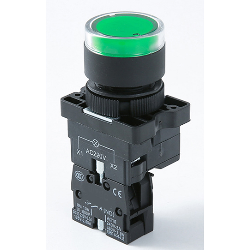 Plastic button switch with lamp self reset and self-locking button with lamp power start normally open and normally closed