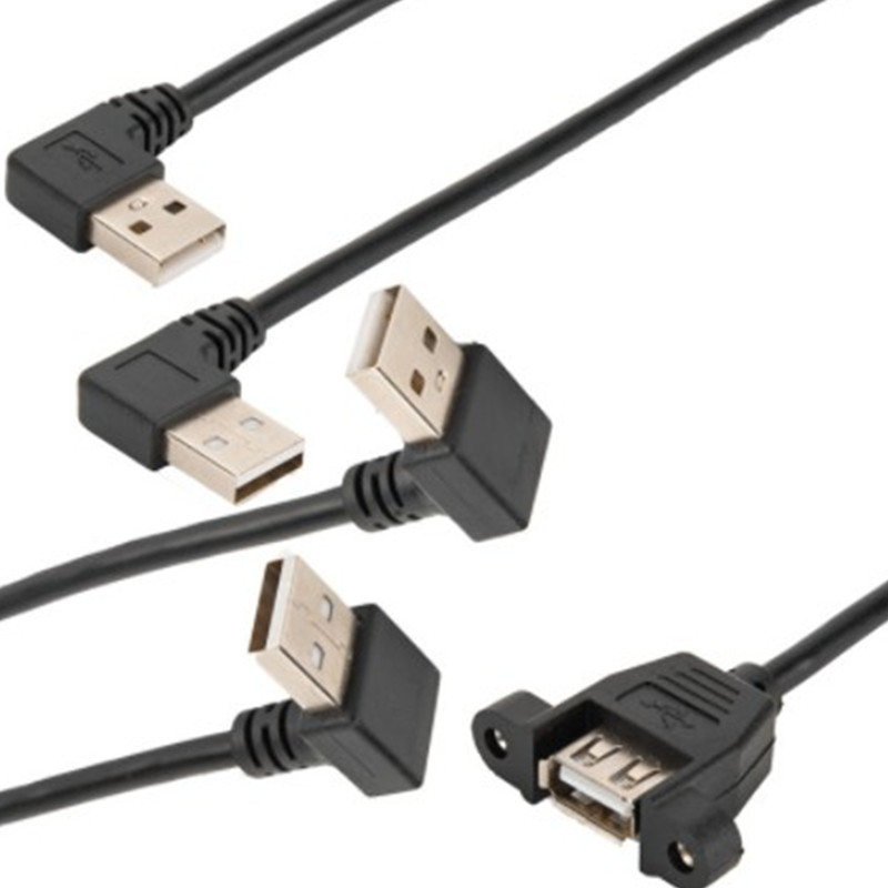 USB extension cable with ears USB2.0 male to female extension cable with screw hole USB2.0 extension cable elbow