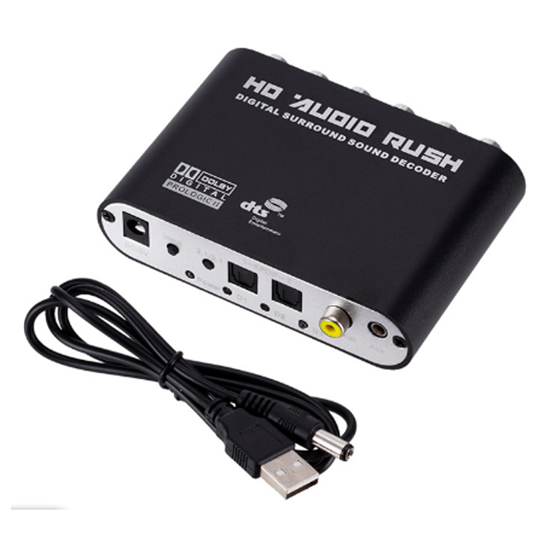 5.1 channel DTS Dolby / AC-3 audio decoder digital optical fiber / coaxial to analog RCA lotus head
