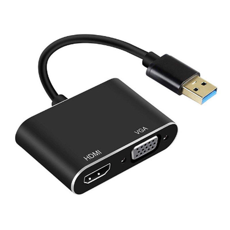 USB3.0 to HDMI VGA two in one converter USB screen splitter 1080p USB to HDMI VGA