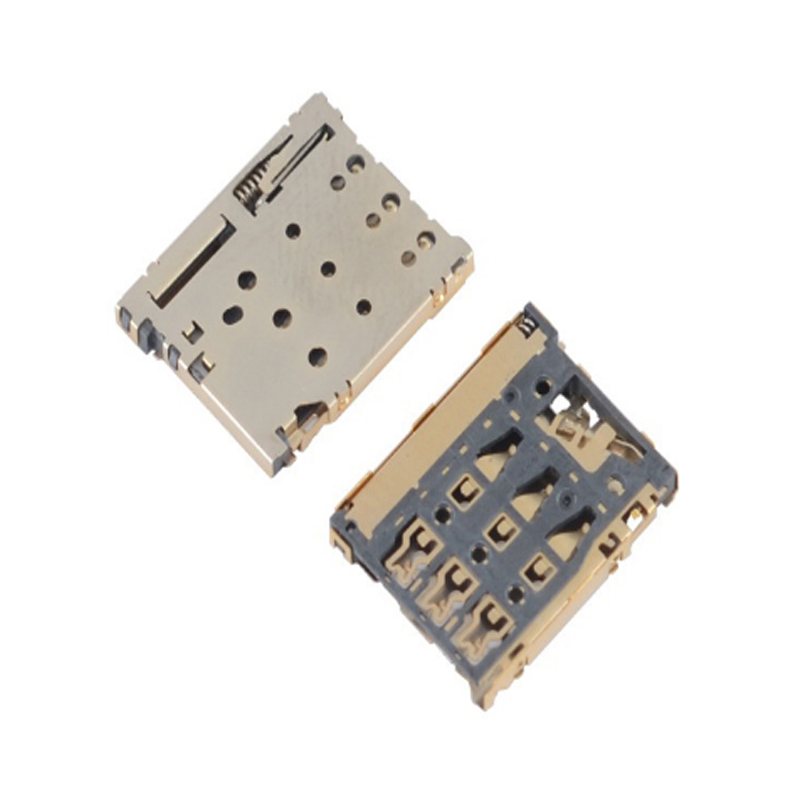 SIM card holder self-elastic SIM card holder with card sleeve 6P SIM card holder with detection push rod card holder
