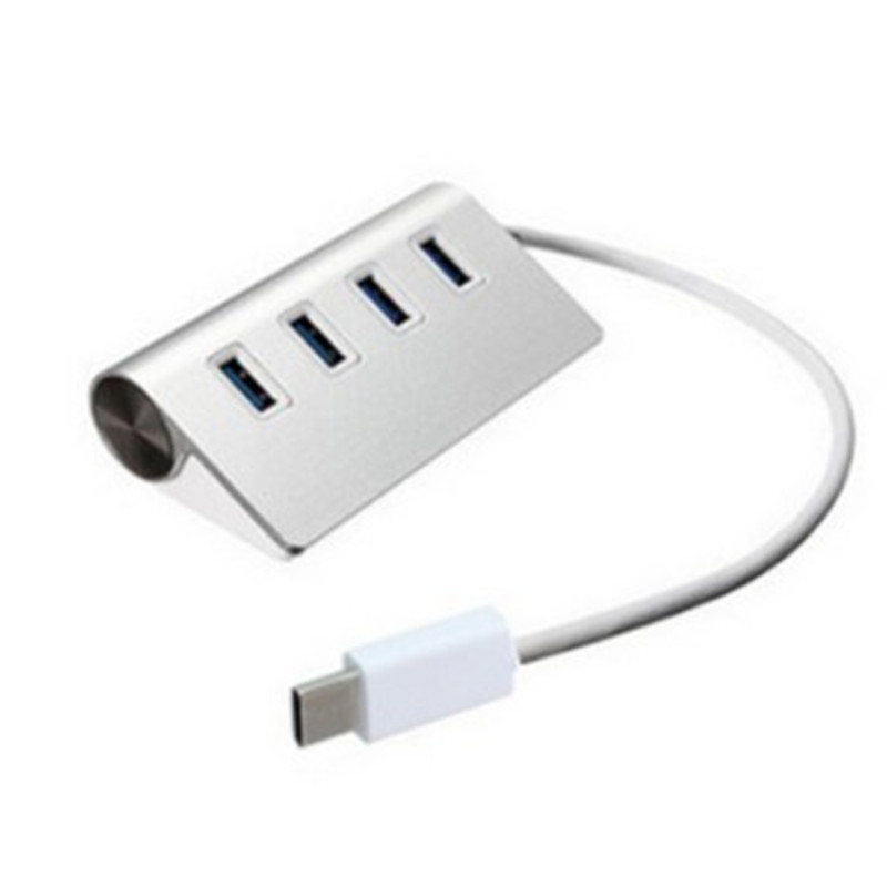 Silver 4-port splitter USB 3.1 type C usb-c hub USB hub one to four hub