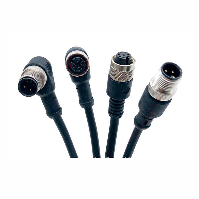 M12 aviation plug with wire waterproof industrial plug connector sensor 4-pin/5-hole 8-core 12-core with 2 meter wire