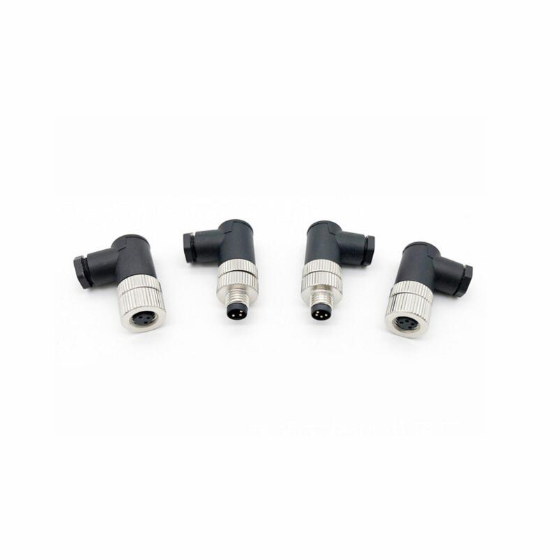 M8 waterproof aviation plug socket small elbow sensor-3 core 4 pin 3 hole plug-in IP67 right angle connector