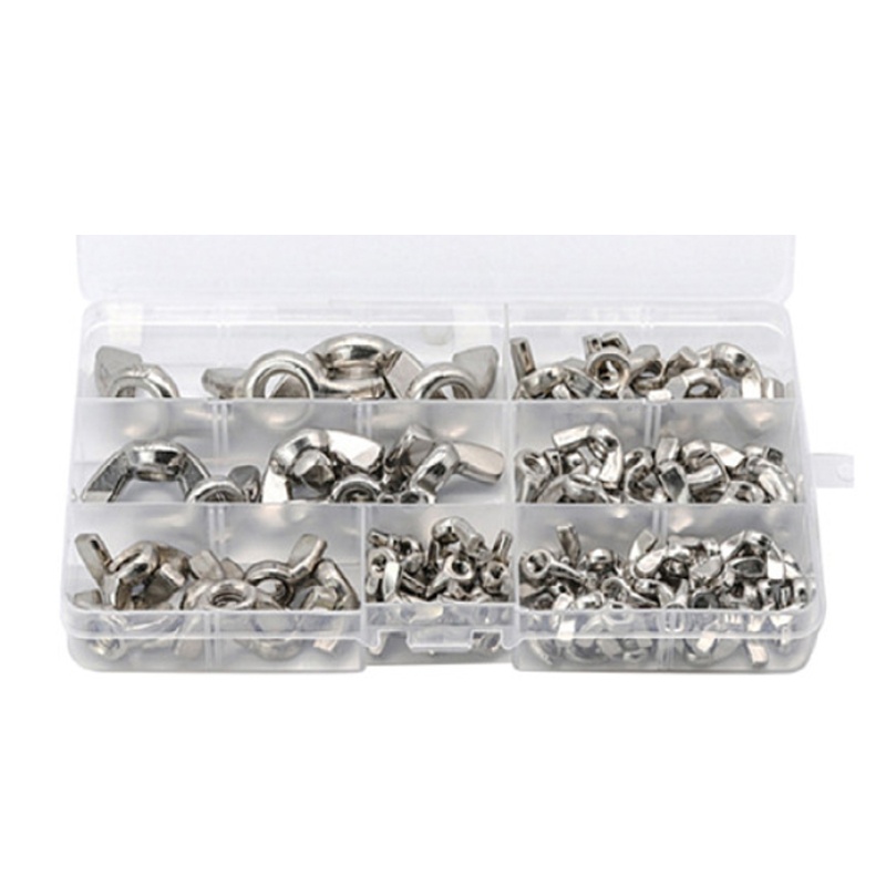 98pcsm3m5m6m8m10 304 stainless steel butterfly nut combination set butterfly sheep horn nut box