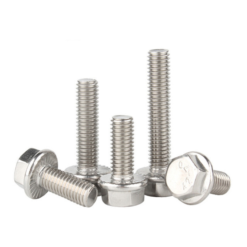 M5M6M8M10 304 Stainless steel enlarged flange bolt outer hexagon flange toothed anti-skid screw gb5789