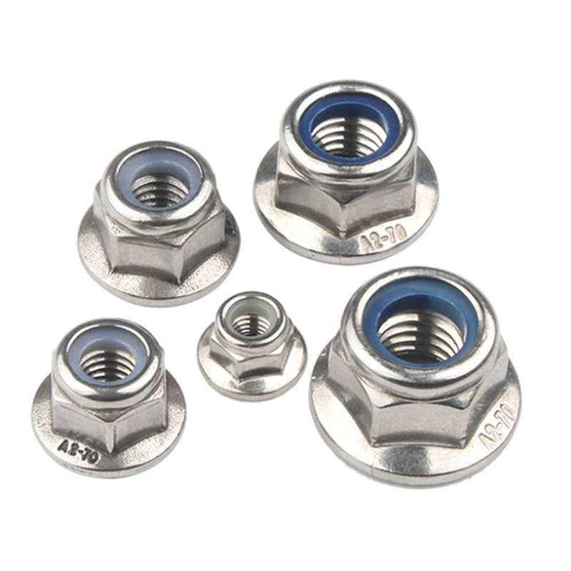 304 stainless steel flange nylon toothed locknut plane self-locking anti-skid screw cap m4m5m6m8m10