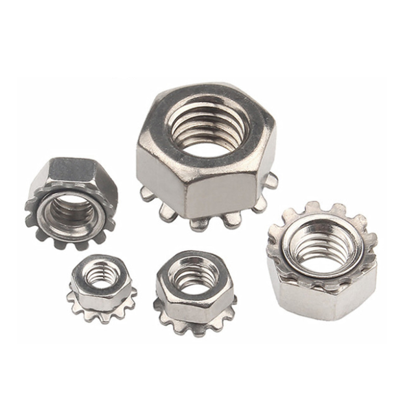 RUSSIA 304 stainless steel k-nut toothed nut American k-nut multi tooth nut hexagon nut m3-m8 4#-5 / 16