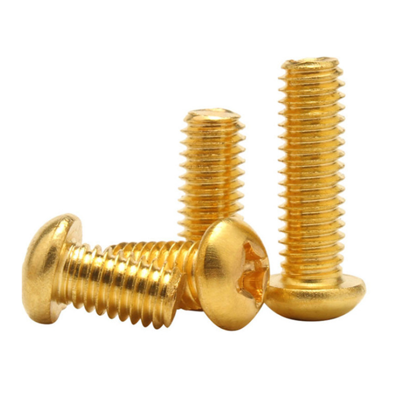 M2m3m5m6m8 62# brass round head cross machine screw bright copper pan head cross machine screw Yuan machine screw