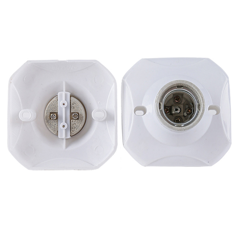 E27 ceramic screw flat lamp holder 86 type ceramic square semi-plastic semi-ceramic lamp holder