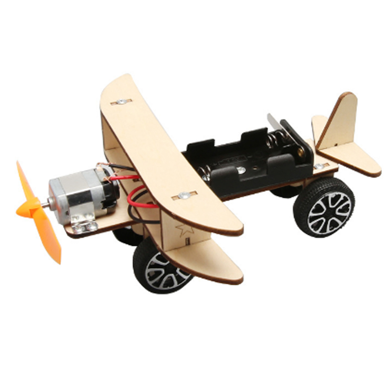 Wooden taxiing airplane,Science and technology small make electric taxiing aircraft DIY handmade albatross model aircraft experimental materials student toys
