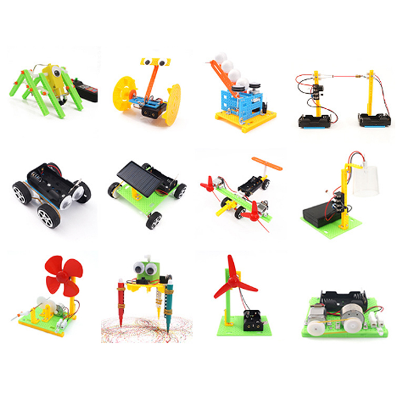 Science and technology small production DIY primary and secondary school students' puzzle assembling building block toys science experiment teaching AIDS set box