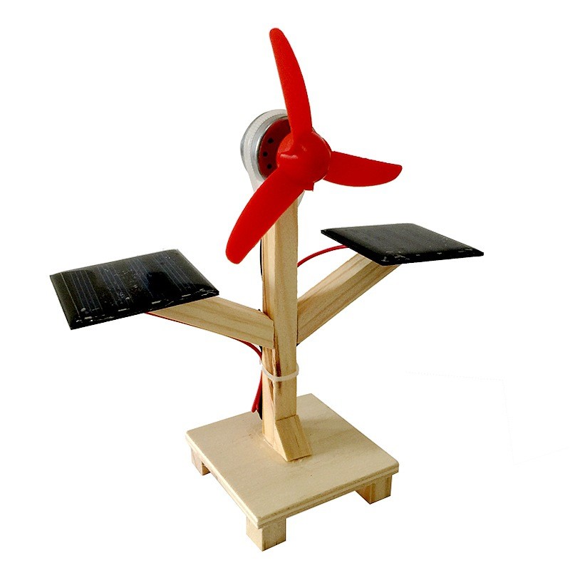 Creative Technology Small Production DIY Material Wooden Dual Solar Fan Physical Science Experimental Model
