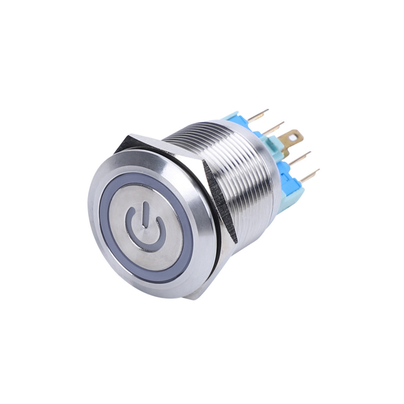 22mm waterproof and explosion-proof metal switch Self-reset/self-locking flat round head stainless steel button switch with lamp