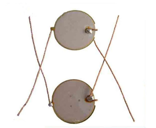 dia 23.5mm 2.7KHZ frequency double side piezo element with braided wire