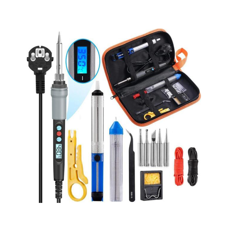 90W digital display LCD soldering iron welding kit with solder suction solder wire welding tool 110V 220V