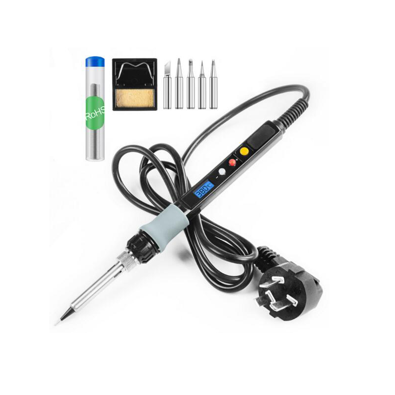 80W digital display LCD internal heat type soldering iron set with switch soldering iron solder wire 5PCS soldering iron tip European standard and American standard