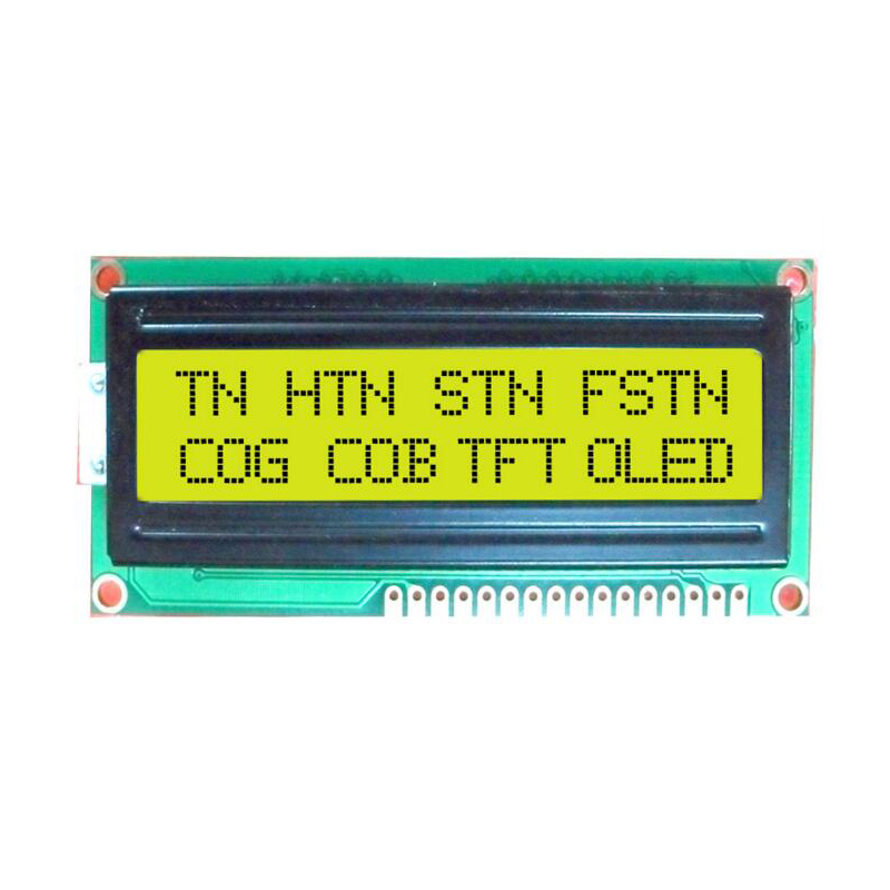 1602 tela LCD display de telefone fixo COB tela LCD amarelo-verde filme personagem módulo de tela de matriz de pontos