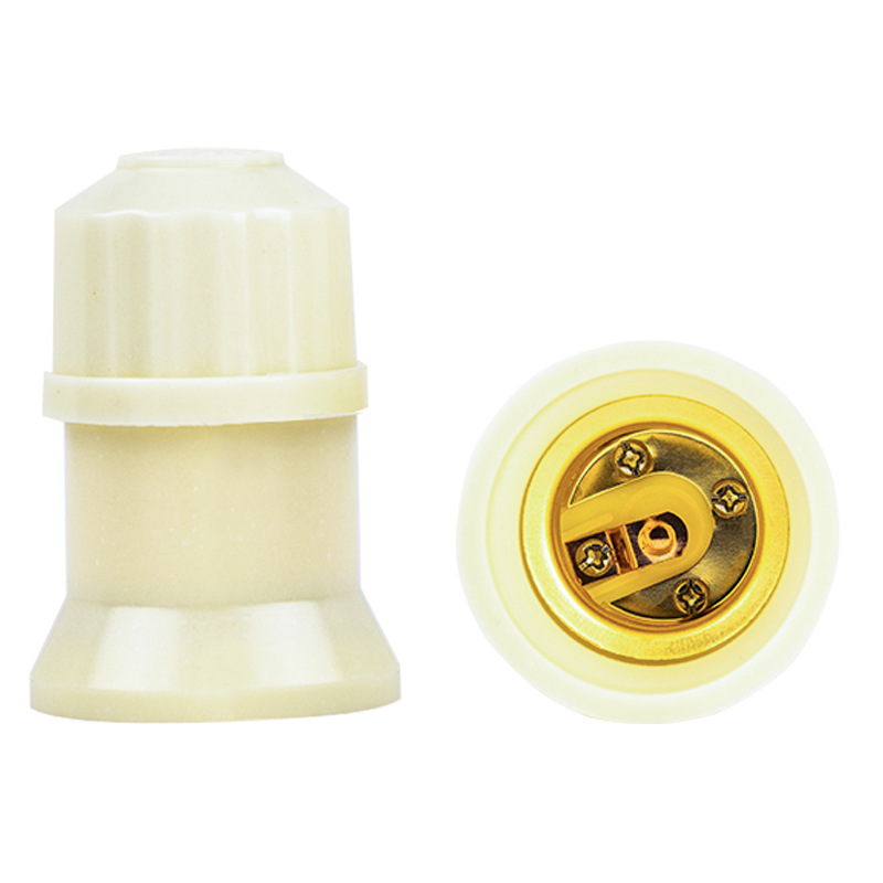 Flame retardant and high temperature resistant milky yellow E27 screw head lamp holder milky yellow material universal E27 screw