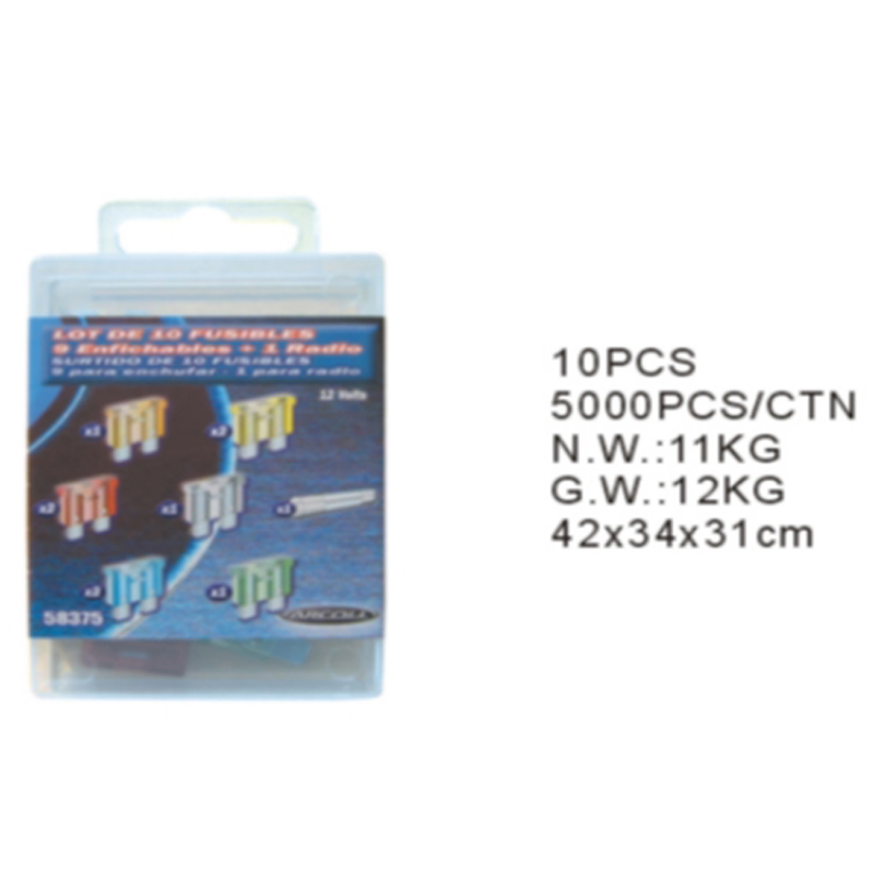 10pcs mini kit de sortimento de fusíveis de lâmina de carro
