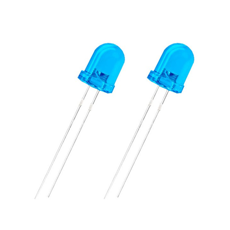 F8 em linha contas de lâmpada led pés longos azul transparente indicador de status do diodo emissor de luz 8mm cabeça redonda luz azul
