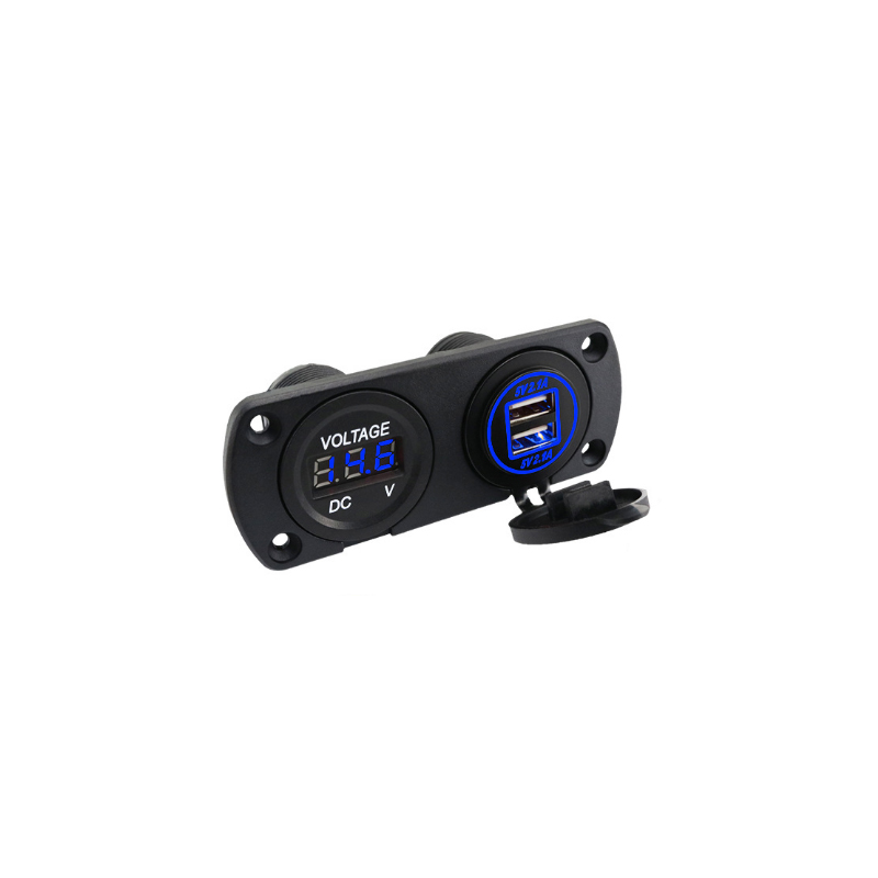 Painel de suporte de motocicleta USB duplo para montagem de automóvel com lâmpada colorida de abertura de voltímetro acessórios USB