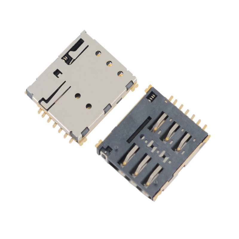 nano6Psim card socket in-line nanosim plug-in card socket 6Pnano sim6P card socket H1.35