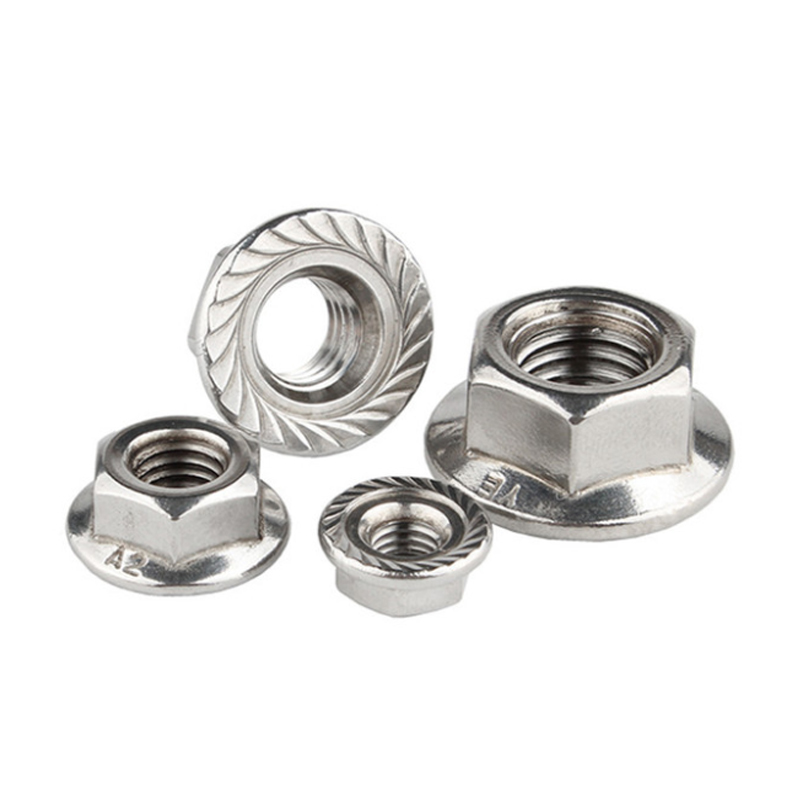 1 / 4 5 / 16 3 / 8 1 / 2 304 stainless steel American hexagonal flange nut UNC flange face toothed nut