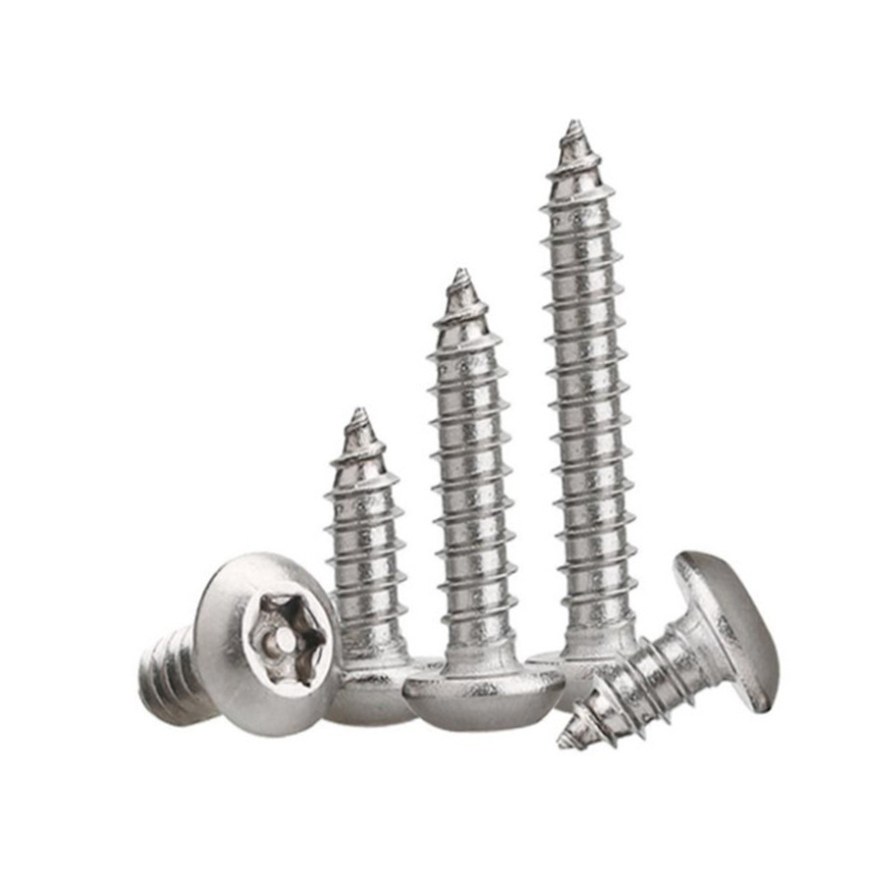 M2.9 3.5 4.8 304 stainless steel pan head plum blossom self tapping screw with column round head anti-theft wood tooth self tapping screw