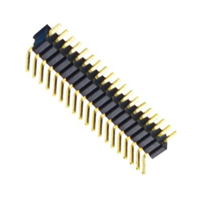 cabeçalho de pino de passo 1.27/pino curvo de 90 graus de fileira única/2 ~ 50P/conector de altura de cola 2.0