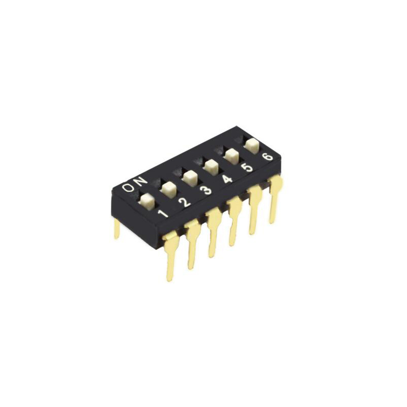 Chave DIP resistente à temperatura banhada a ouro plug-in de 6 bits, chave de programa estável, 6PDIP para comunicação industrial