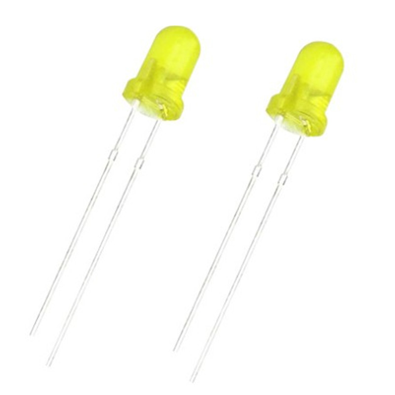 F3mm круглые налобные бусины, прозрачные длинные ножки, индикатор маршрутизатора, желтый светло-желтый свет, встроенный светодиодный светил
