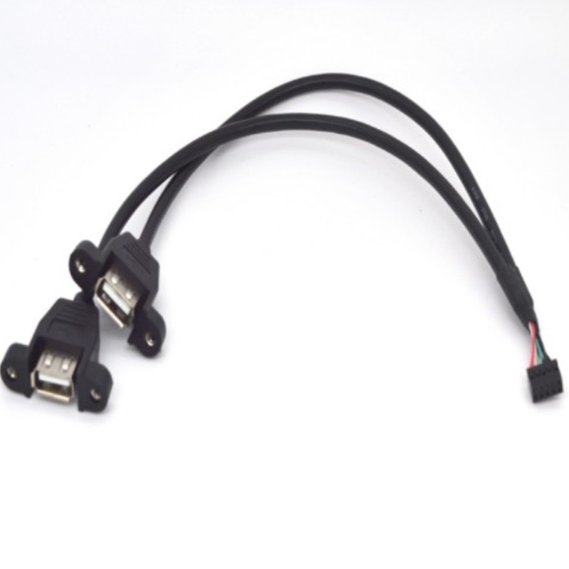 Материнская плата DuPont 2.0 с интервалом 5 контактов, 9-контактный провод к USB2.0, 9-контактный провод к двойной клемме USB2.0 с резьбовым отверстием