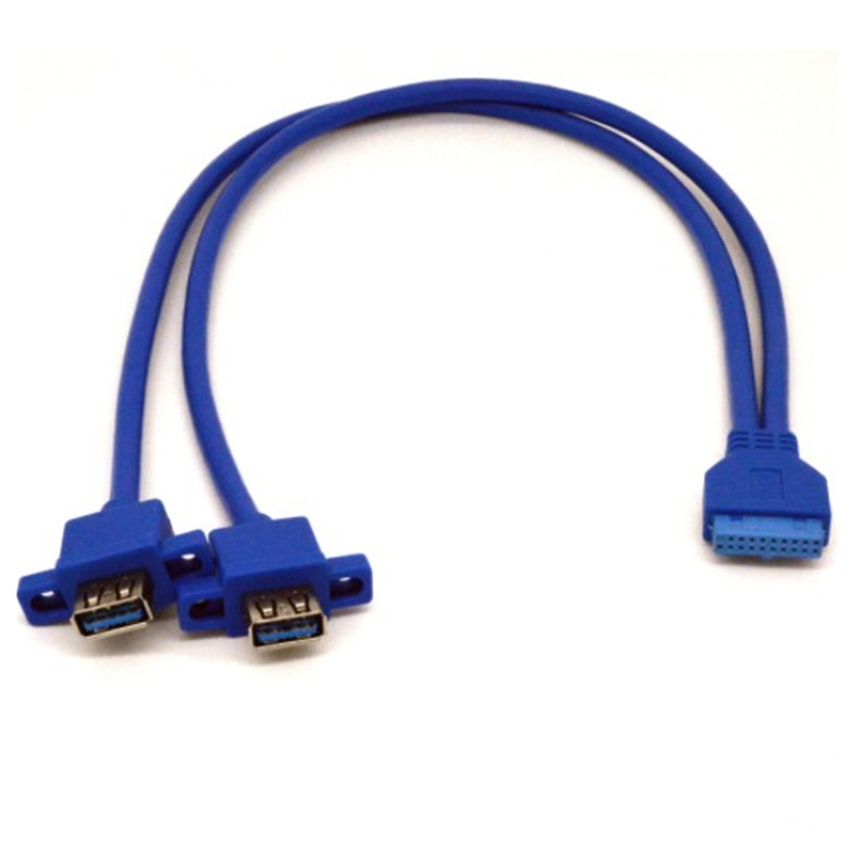 Материнская плата 20 разъемов для двойной розетки USB3.0 с ушками 20 разъемов для двойной шины USB3.0 с удлинительным кабелем для ушек