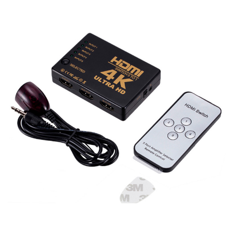 Переключатель HDMI, выход 5 в 1 Переключатель HD-видео HDMI, выход 5 в 1, с поддержкой дистанционного управления 4kx2k
