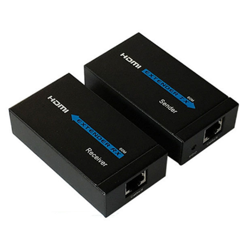 Удлинитель HDMI Удлинитель HDMI на 60 м к одному сетевому кабелю RJ45 Усиление сигнала сетевой передачи HD