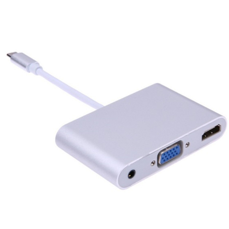 Конвертер Type-C в HDMI + VGA Адаптер USB3.1 в HDMI типа C HD 3 в 1