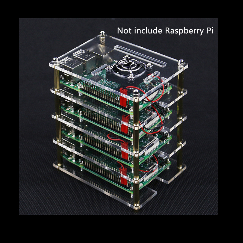 Корпус Raspberry Pi 3B/3B+/4B Многослойный кластерный корпус Ламинированный корпус Акриловый корпус Возможность установки вентилятора